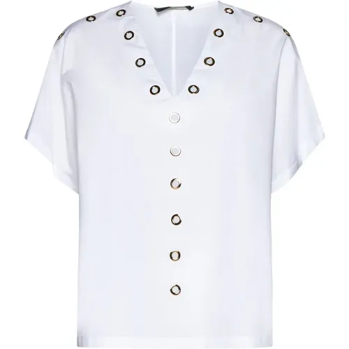Icona Weiße Bluse Shirt , Damen, Größe: L - Kaos - Modalova