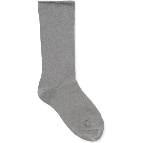 Graue Kaschmir Seidensocken mit Lurex-Einsätzen , Damen, Größe: L - BRUNELLO CUCINELLI - Modalova