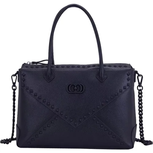 Leather Shopper Bag with Studs , female, Sizes: ONE SIZE - La Carrie - Modalova