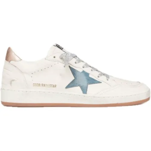 Leather sneakers with blue suede star , female, Sizes: 6 UK, 5 UK, 3 UK - Golden Goose - Modalova