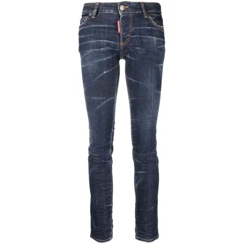 Blaue Slim-Fit Jeans , Damen, Größe: M - Dsquared2 - Modalova