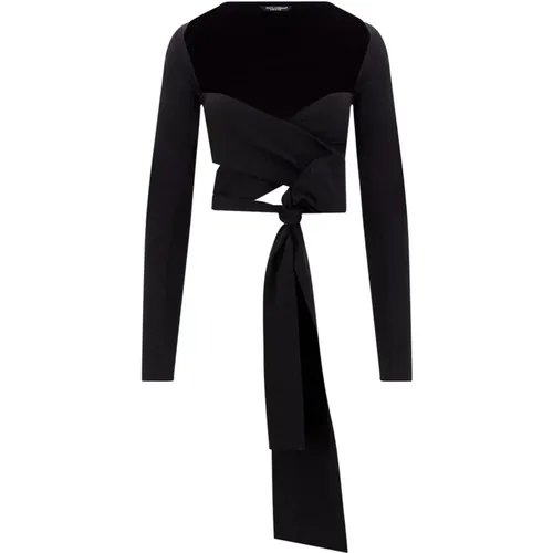 Luxuriöses Schwarzes Shrug Top aus Viskosemischung - Dolce & Gabbana - Modalova