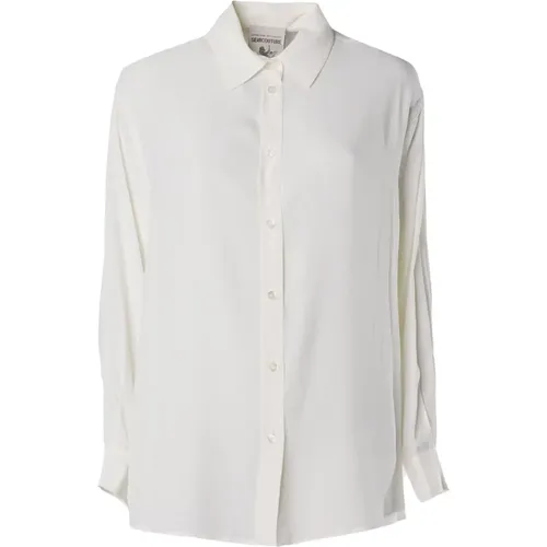 Seiden Klassisches Hemd Weiß , Damen, Größe: M - Semicouture - Modalova