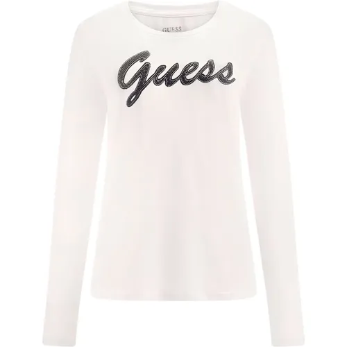 Klassisches Langarmshirt mit Logo-Print , Damen, Größe: S - Guess - Modalova