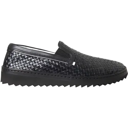 Schwarze Geflochtene Lederslipper Schuhe , Herren, Größe: 40 1/2 EU - Dolce & Gabbana - Modalova