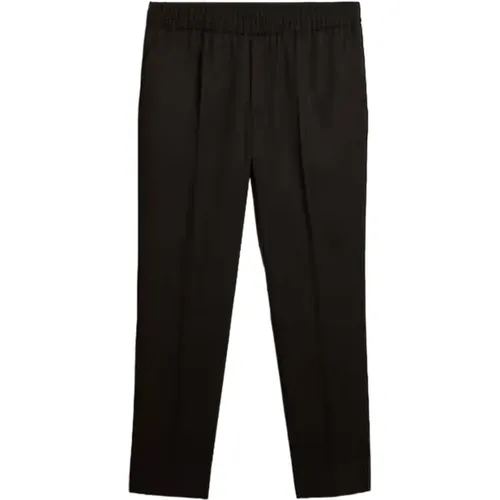 Schwarze Wollgabardine Hose mit geradem Bein , Herren, Größe: L - Golden Goose - Modalova