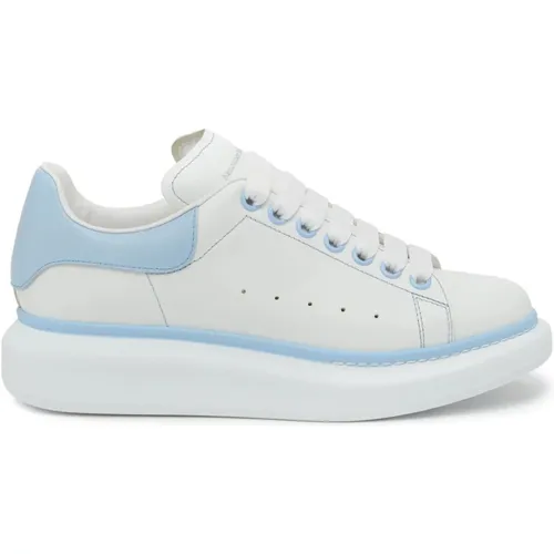 White Oversized Sneakers with Blue Heel , female, Sizes: 4 UK, 3 1/2 UK, 6 UK, 4 1/2 UK, 6 1/2 UK, 2 UK, 1 UK - alexander mcqueen - Modalova