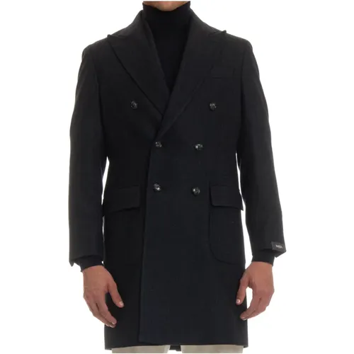 Double-Breasted Wool Coat Herringbone , male, Sizes: 2XL, M, L, XL - Barba - Modalova