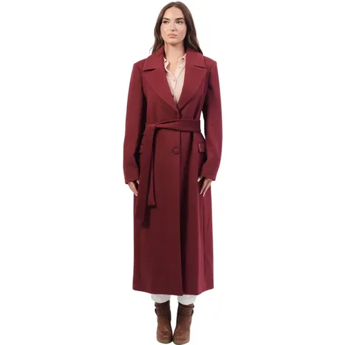 Bordeaux Long Coat Regular Fit , female, Sizes: S, XS, L - Fracomina - Modalova