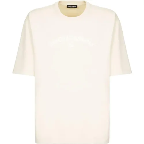 Logo Print Crew Neck T-shirt , male, Sizes: S, M - Dolce & Gabbana - Modalova