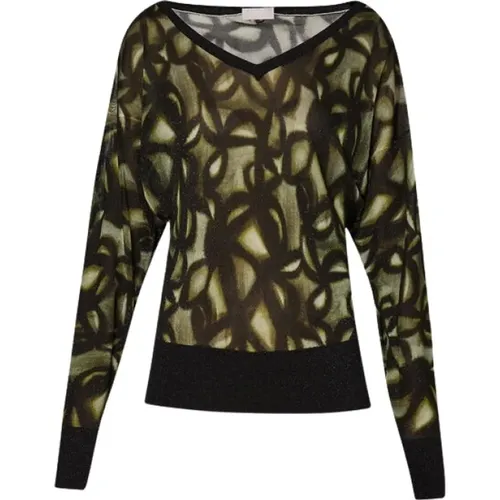 Viskose-Pullover mit Lurex®-Print , Damen, Größe: L - Liu Jo - Modalova