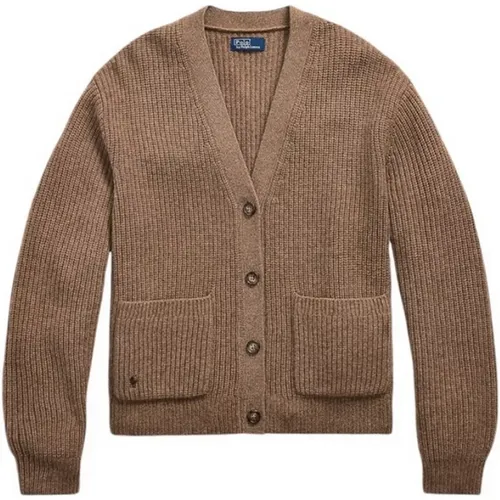 Braune Cardigan Pullover Italienische Wolle , Damen, Größe: M - Ralph Lauren - Modalova