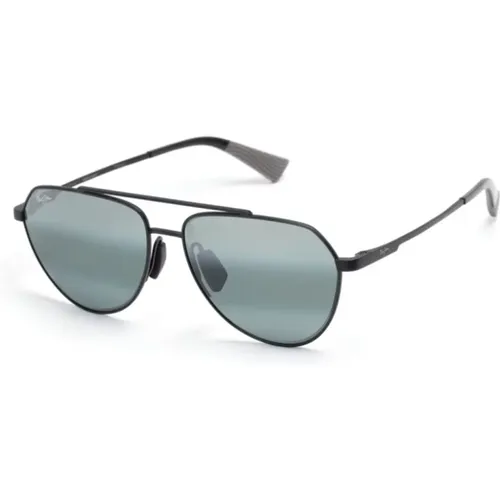 Schwarze Sonnenbrille mit grauen Gläsern - Maui Jim - Modalova