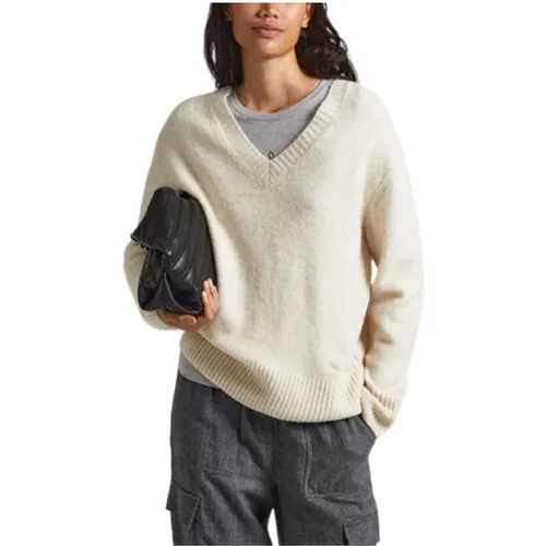 V Neck Wool Blend Sweater , female, Sizes: M - Pepe Jeans - Modalova