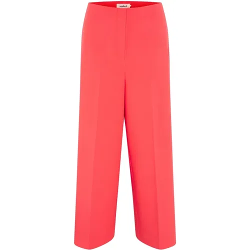 Cropped Wide Leg Pants Hot Coral , Damen, Größe: M - Soaked in Luxury - Modalova