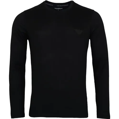 Shirt Knit Longsleeve Crew Neck , Herren, Größe: M - Emporio Armani - Modalova