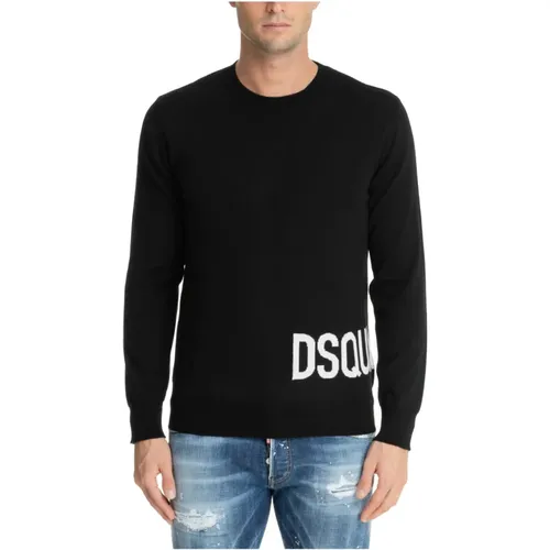 Einfarbiger Logo Pullover mit Stickereien , Herren, Größe: 2XL - Dsquared2 - Modalova