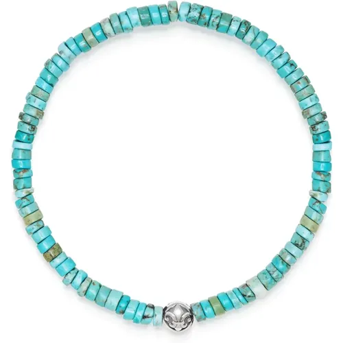 Men's Wristband with Turquoise Heishi Beads , male, Sizes: 2XL, XL, M, L - Nialaya - Modalova