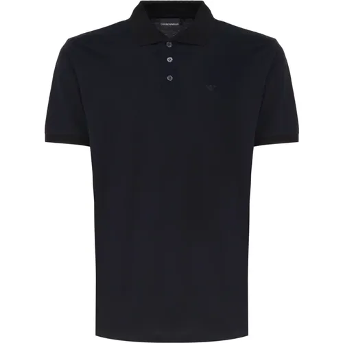 Navy Cotton Polo T-shirt , male, Sizes: 2XL, XL, M, 3XL - Emporio Armani - Modalova