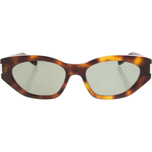 Cateye Sunglasses in Brown Tortoise , female, Sizes: 55 MM - Saint Laurent - Modalova