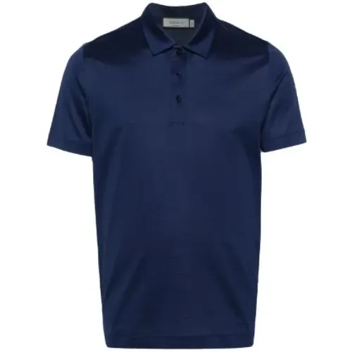 Marineblaues Baumwoll-Poloshirt , Herren, Größe: 2XL - Canali - Modalova