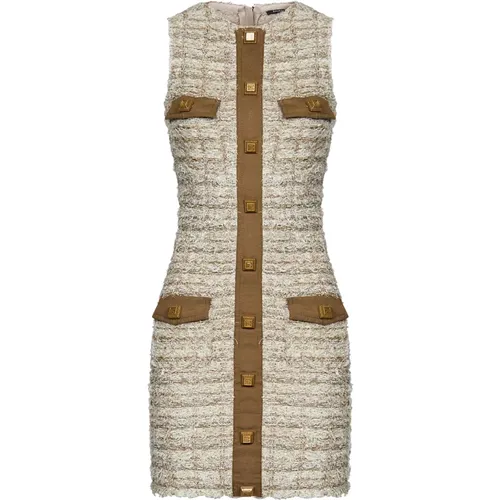 Sleeveless Dress with Trompe l`oeil Closure , female, Sizes: XS, M, S, L - Balmain - Modalova