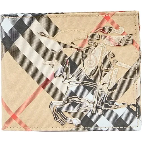 Karierte Bi-Fold Brieftasche mit Logopatch - Burberry - Modalova