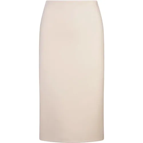Ivory Wool Midi Skirt with Slit , female, Sizes: S, 2XS - Ermanno Scervino - Modalova