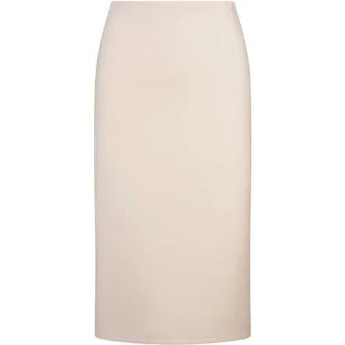 Ivory Wool Midi Skirt with Slit , female, Sizes: XS, S - Ermanno Scervino - Modalova