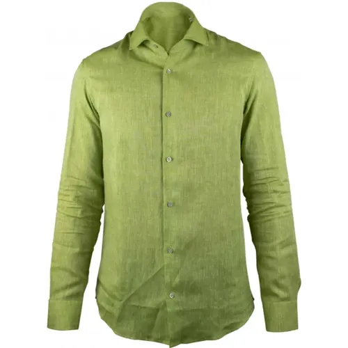 Grünes Leinenhemd mit langen Ärmeln - Moorer - Modalova