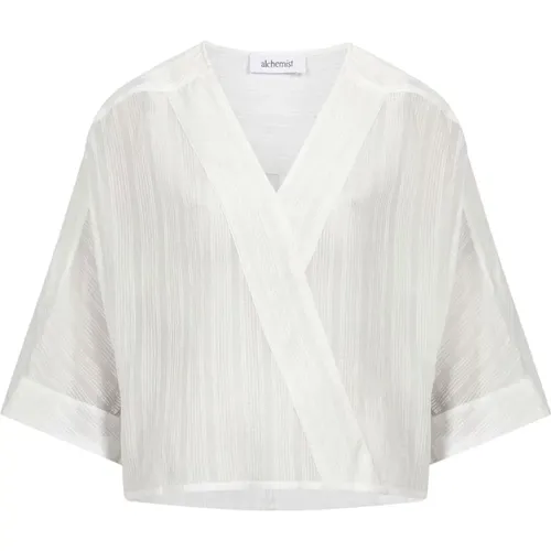 Kimono Wrap Top Viscose Cotton Mix , Damen, Größe: L - Alchemist - Modalova
