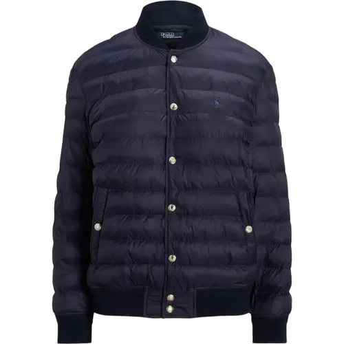 Quilted Pony Logo Jacket Navy Zip , female, Sizes: M, S - Ralph Lauren - Modalova