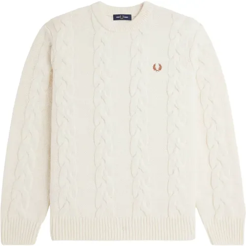 Geflochtener Wollpullover , Damen, Größe: L - Fred Perry - Modalova