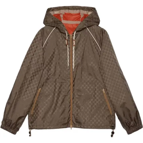Double G slouch-hood jacket , male, Sizes: 2XL, L - Gucci - Modalova