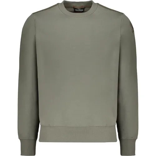 Gerippter Crew-Neck-Sweatshirt mit Logopatch , Herren, Größe: M - Parajumpers - Modalova