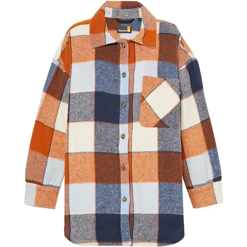 Orange Flannel Oversized Shirt , female, Sizes: L, M, S, XS - Timberland - Modalova