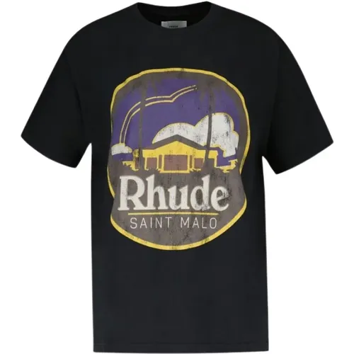 Schwarzes Baumwoll-T-Shirt Saint Malo , Herren, Größe: XS - Rhude - Modalova