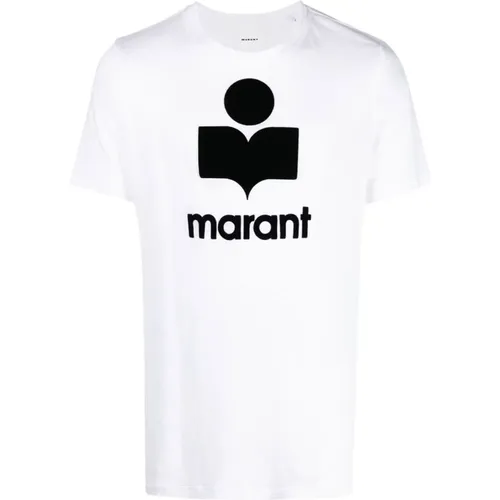Logo T-Shirt aus Leinen in Weiß , Herren, Größe: L - Isabel marant - Modalova