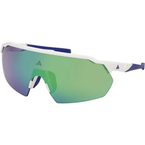 Sporty Sunglasses in Matte White/Green , unisex, Sizes: ONE SIZE - Adidas - Modalova