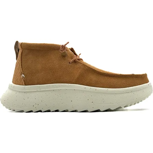 Braune Lederschuhe Flach , Damen, Größe: 38 EU - Hey Dude - Modalova