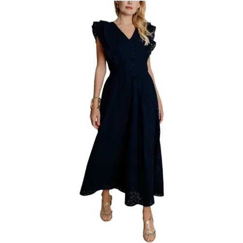 Elegant V-Neck Dress , female, Sizes: M, XS, S - Naf Naf - Modalova