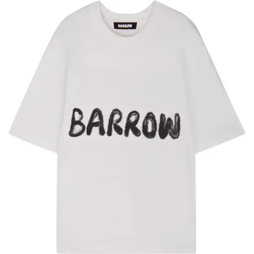 Logo Print Unisex Cotton T-shirt , male, Sizes: L, S, M - Barrow - Modalova