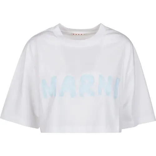 Weiße Cropped T-Shirt Lily Stil , Damen, Größe: 2XS - Marni - Modalova
