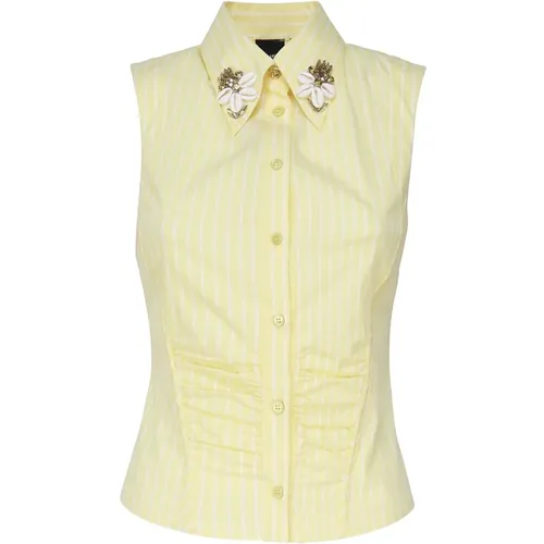 Ärmellose Bluse mit Schmuckdetails , Damen, Größe: 2XS - pinko - Modalova