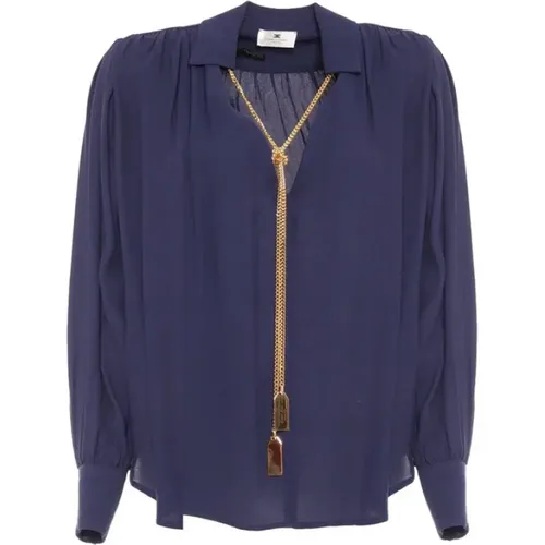 Double Georgette Shirt with Necklace , female, Sizes: L, XL, M - Elisabetta Franchi - Modalova