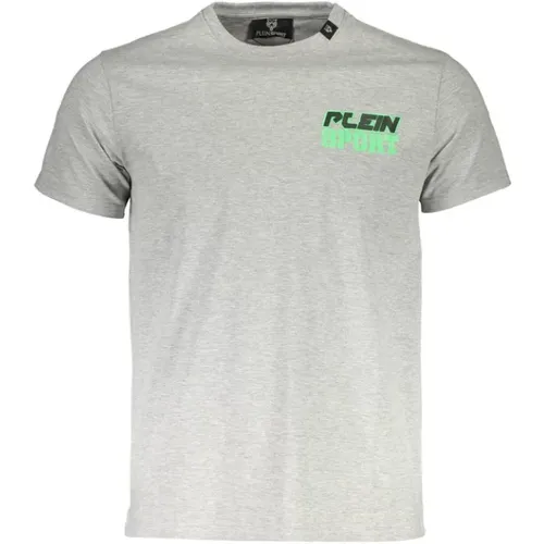 Grey Cotton T-Shirt with Round Neck , male, Sizes: M, XL, S, 2XL, L - Plein Sport - Modalova