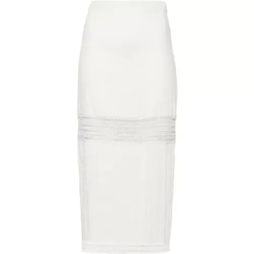 Ivory Lace Panel Pencil Skirt , female, Sizes: 2XS - PATRIZIA PEPE - Modalova
