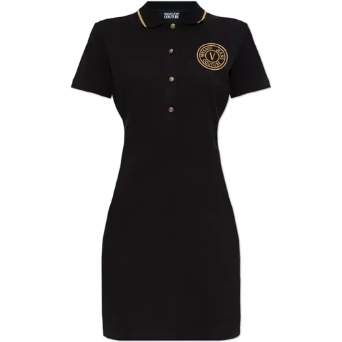 Kleid mit besticktem Logo - Versace Jeans Couture - Modalova