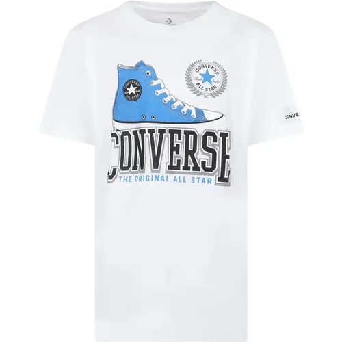 Weiße Script Sneaker Logo T-shirt - Converse - Modalova