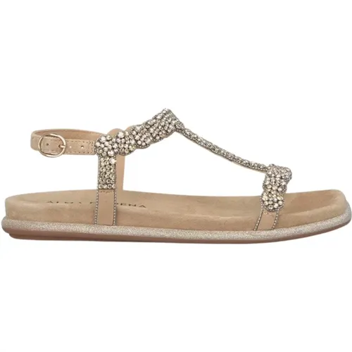 Glitter Flat Sandal , Damen, Größe: 37 EU - Alma en Pena - Modalova